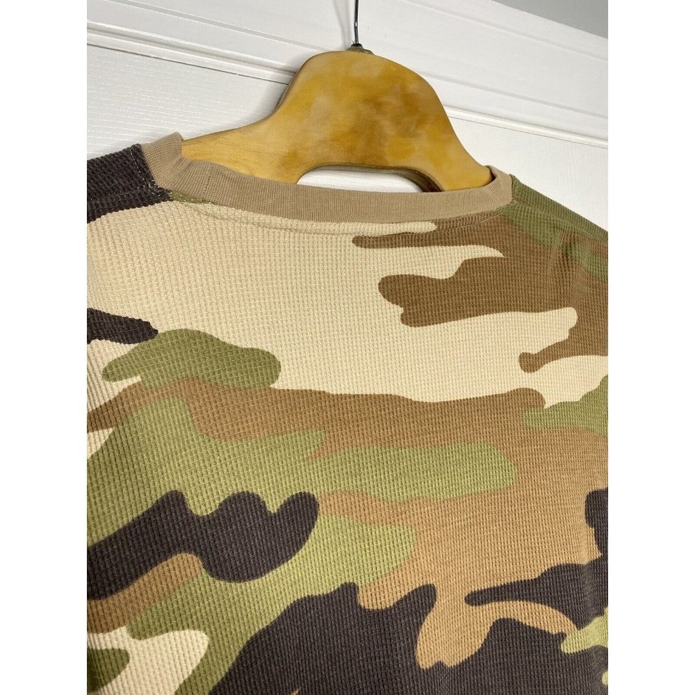Y2K Southpole Mens Long Sleeve Thermal Shirt Camouflage Green Brown 2XL - Picture 7 of 7